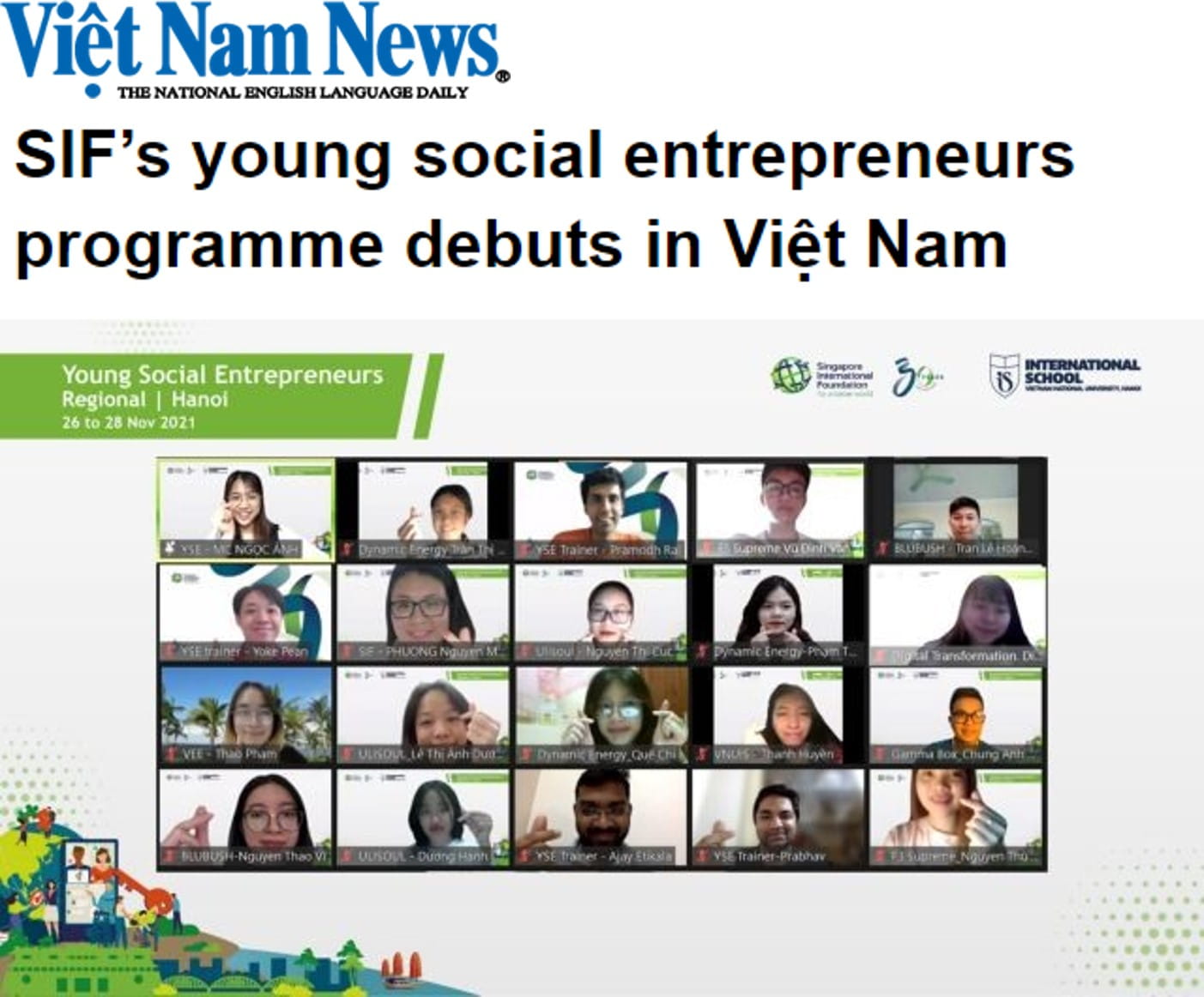 SIF’s young social entrepreneurs programme debuts in Việt Nam