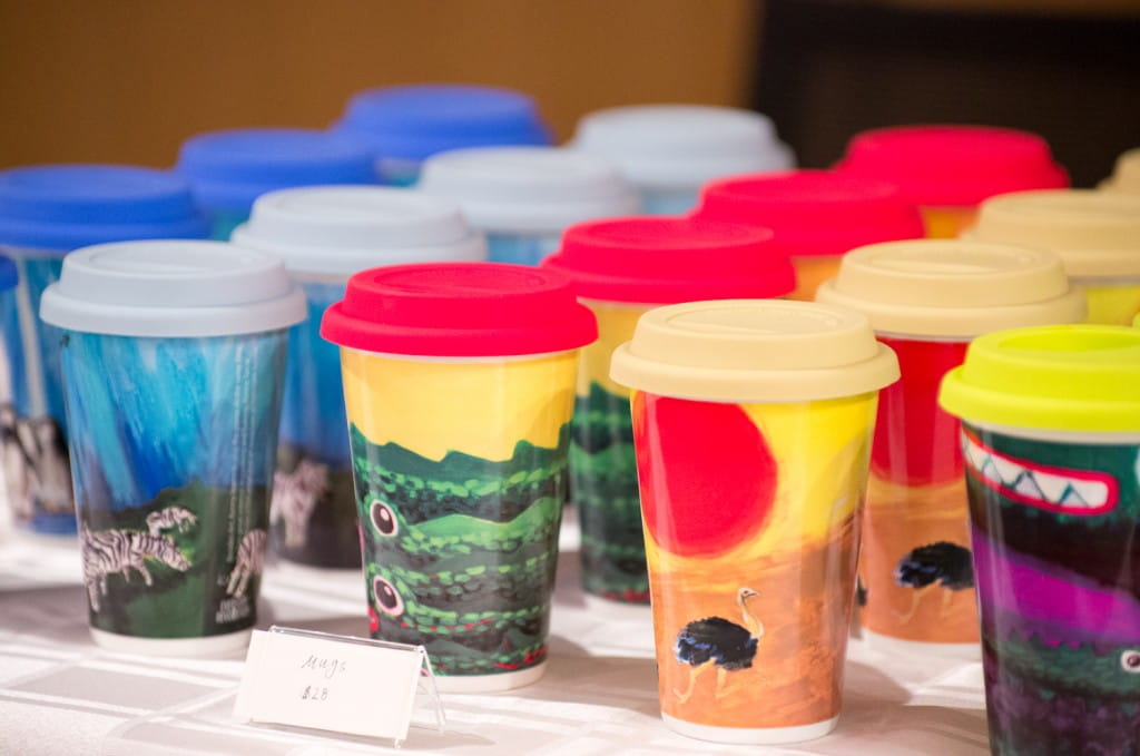 Coffee mugs with arts by Kenny Tan