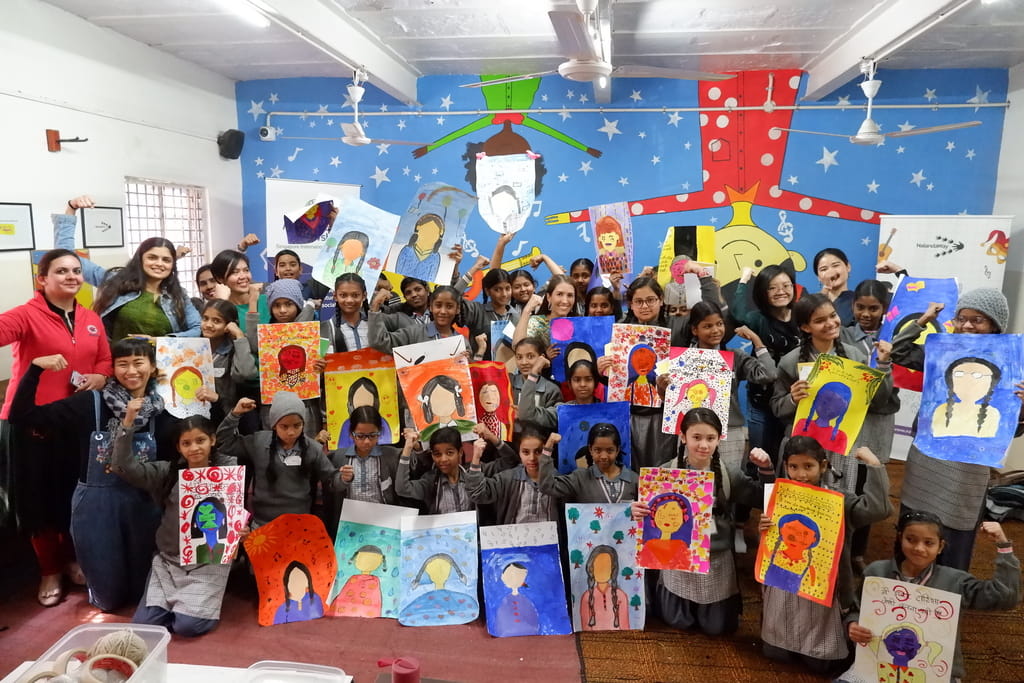 Eight A4G Fellows worked with students in NalandaWay Foundation's Art Lab to empower young girls to embrace and show their strengths and uniqueness through the creation of their self-portraits.