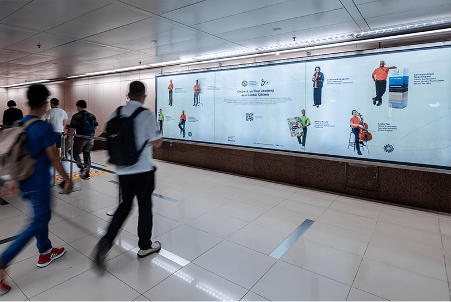 Eight Citizen Ambassadors who represent the diversity of SIF's programmes are featured at City Hall MRT station in the centre of Singapore's historic downtown core and Raffles Place MRT station in the Central Business District. Commuters can scan the QR code on the banner to discover how to become active global citizens.