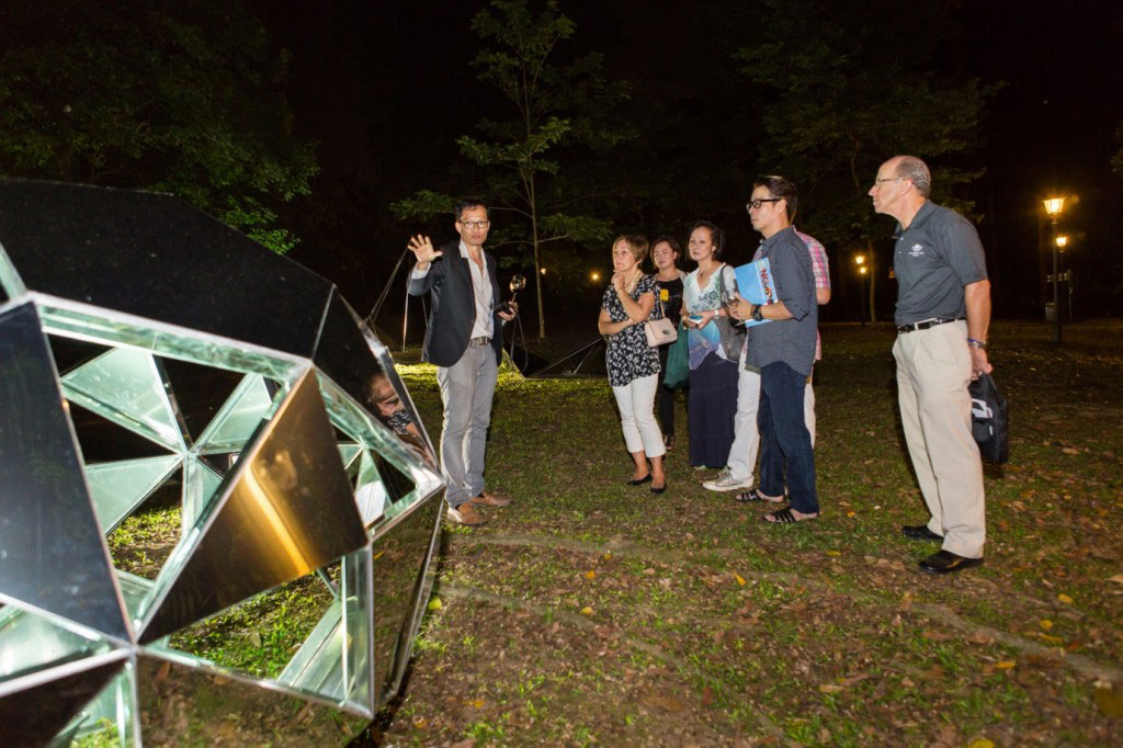 Guests listening on intently to Randy’s passionate explanation of the installation.