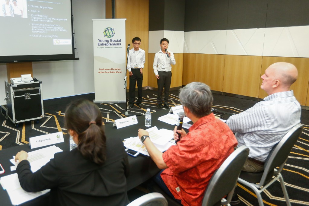 YSE participants presenting their business proposals to a panel of judges for the opportunity to progress onto the next stages of the programme.