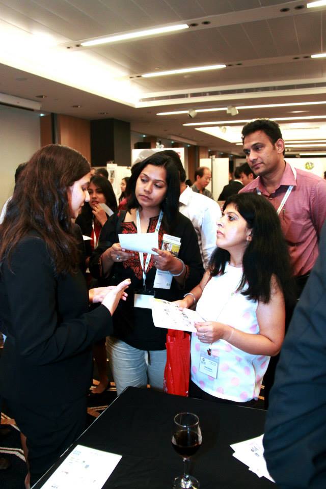 Journalists from India interviewing Priya Andleigh, 22, of team Jugnuu, on why the team has decided to focus on education for their social enterprise.v
