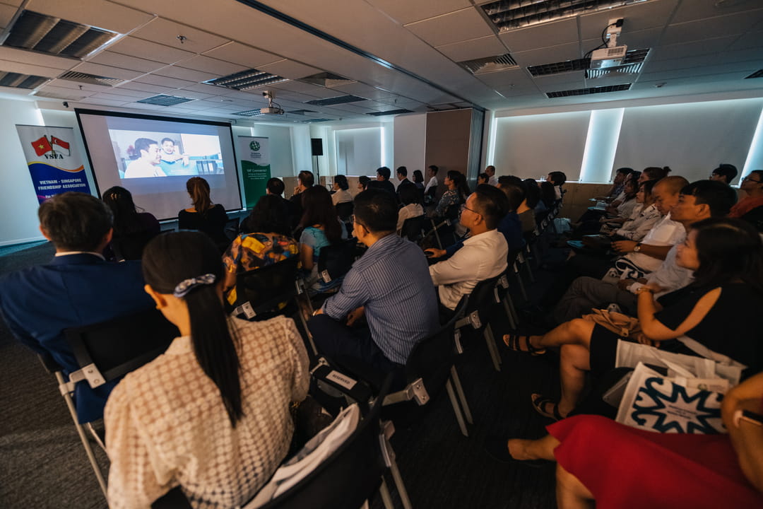 Guests watching two Singaporean short films titled 'Shanti' and 'The Buddy'. The films, part of the biographic series 15 Shorts, explore the theme - the power of friendships.