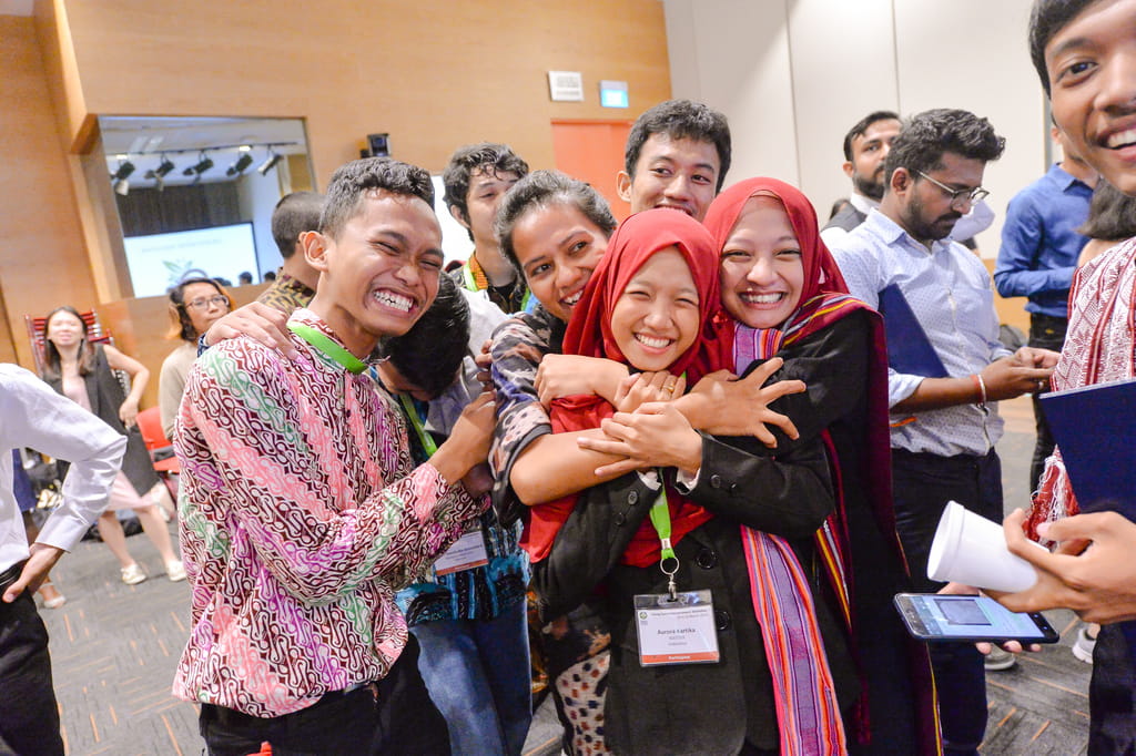 From strangers to fast friends: participants shared congratulatory hugs as the shortlisted teams were announced at the end of the four-day programme.