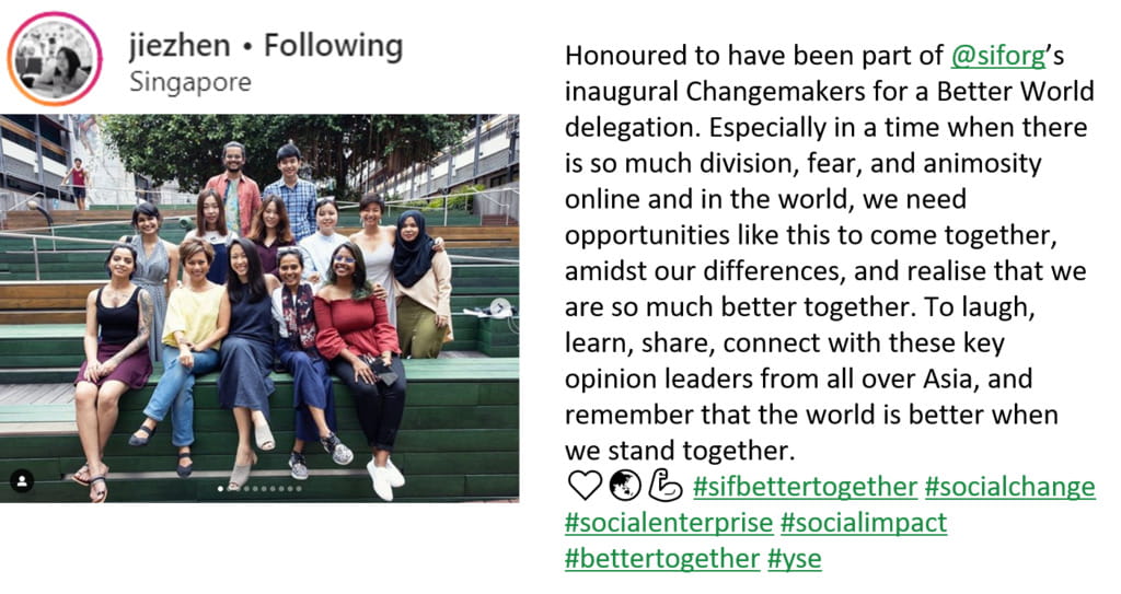 Wu Jiezhen, from Singapore on the Changemakers for a Better World programme. 