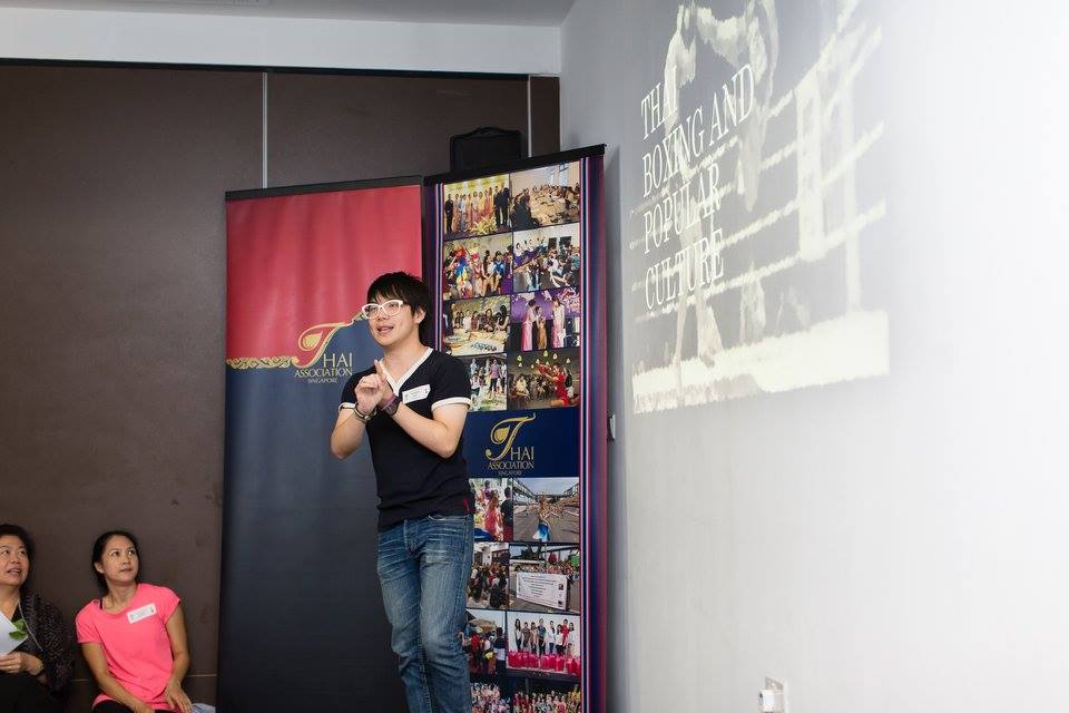 Narut Thanakulpun from the Thai Student Society Singapore sharing insights into the influence of Muay Thai on Thai popular culture.