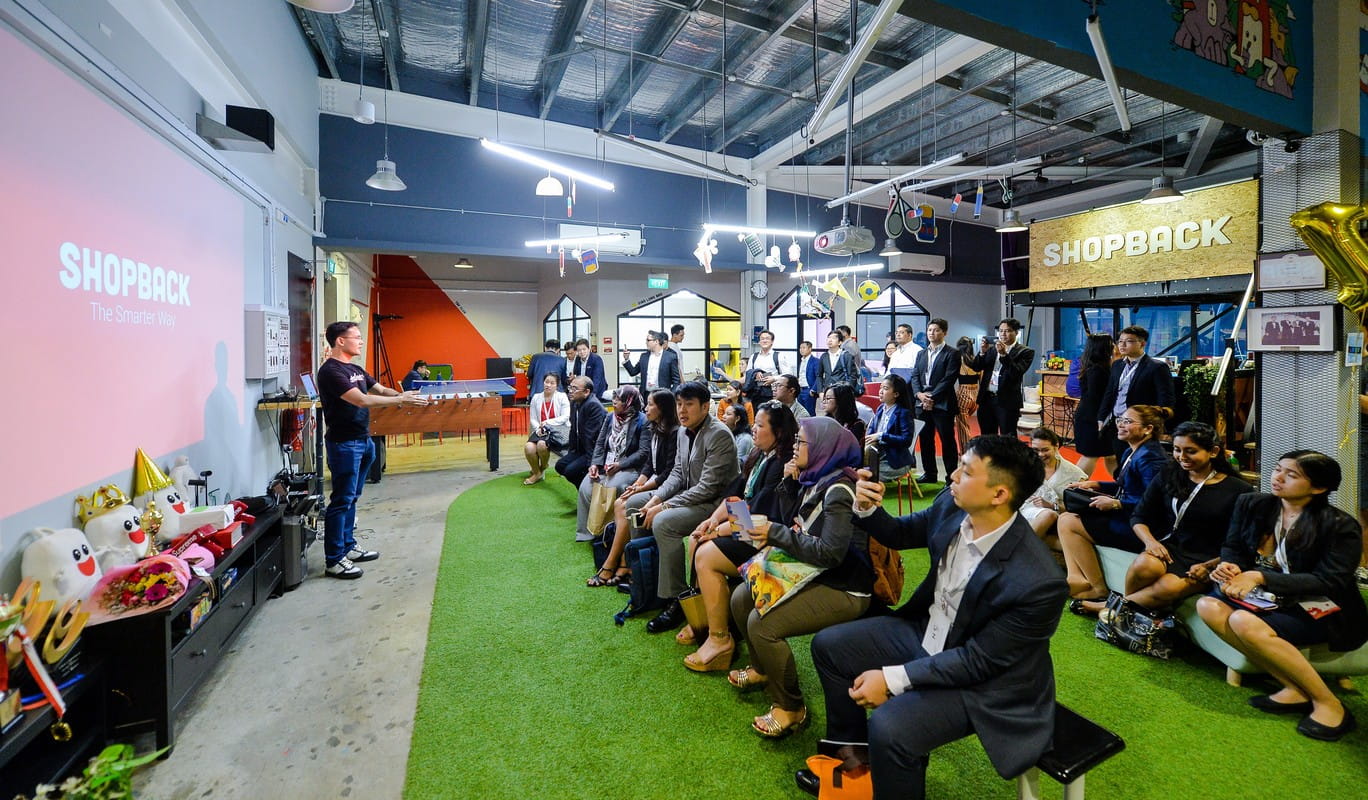A stop at Shopback during the visit to JTC LaunchPad where the Fellows learnt more about the startup landscape in Singapore and the supporting ecosystem. 