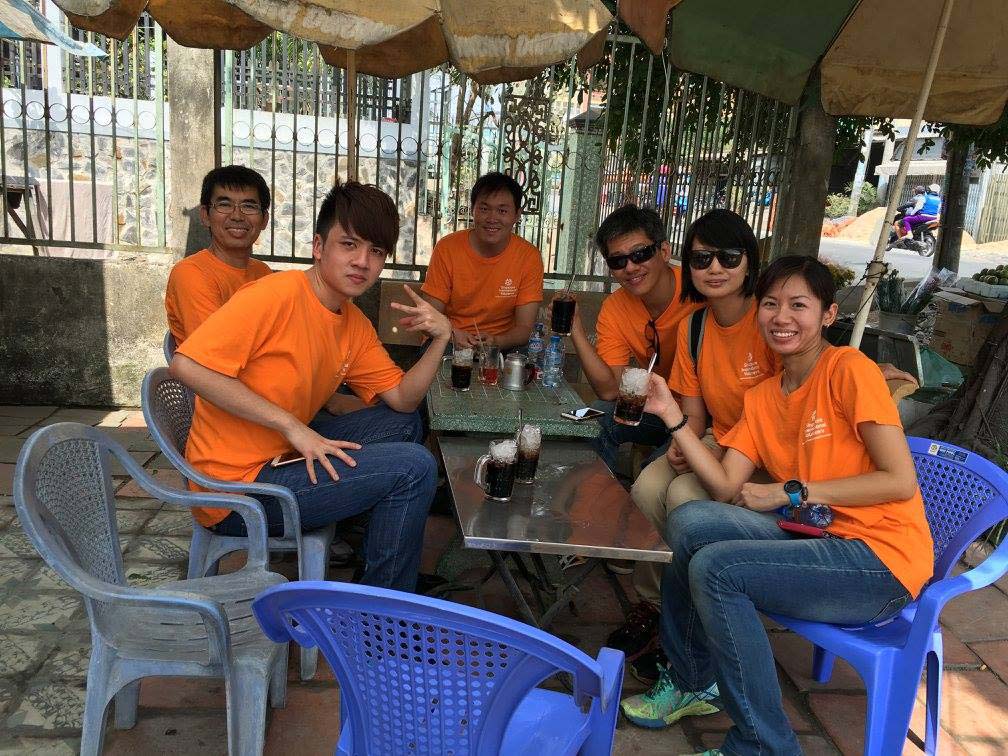 Our Singapore International Volunteers having a well-deserved break after a hard day's work!