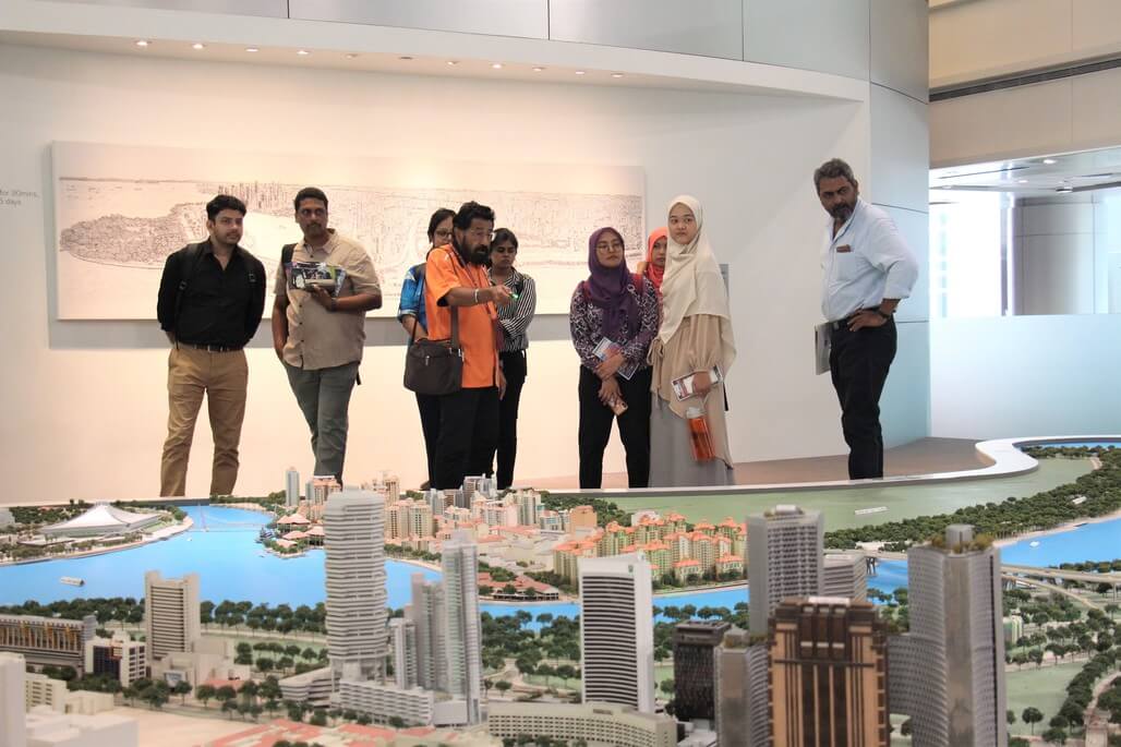 Media from India and Indonesia getting an overview of Singapore's transformation, to one of the world's most liveable cities, at the Singapore City Gallery in Urban Redevelopment Authority Centre.