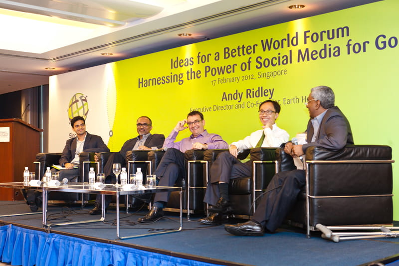 Joining the panel discussion - (from left) Mr Aseem Thakur, Co-Founder of Give.sg; Dr Cherian George, Associate Professor at NTU; Mr Walter Lim, director of Strategic Planning, Policy and Marketing Comms, NAC; & moderator, Mr Augustine Anthuvan