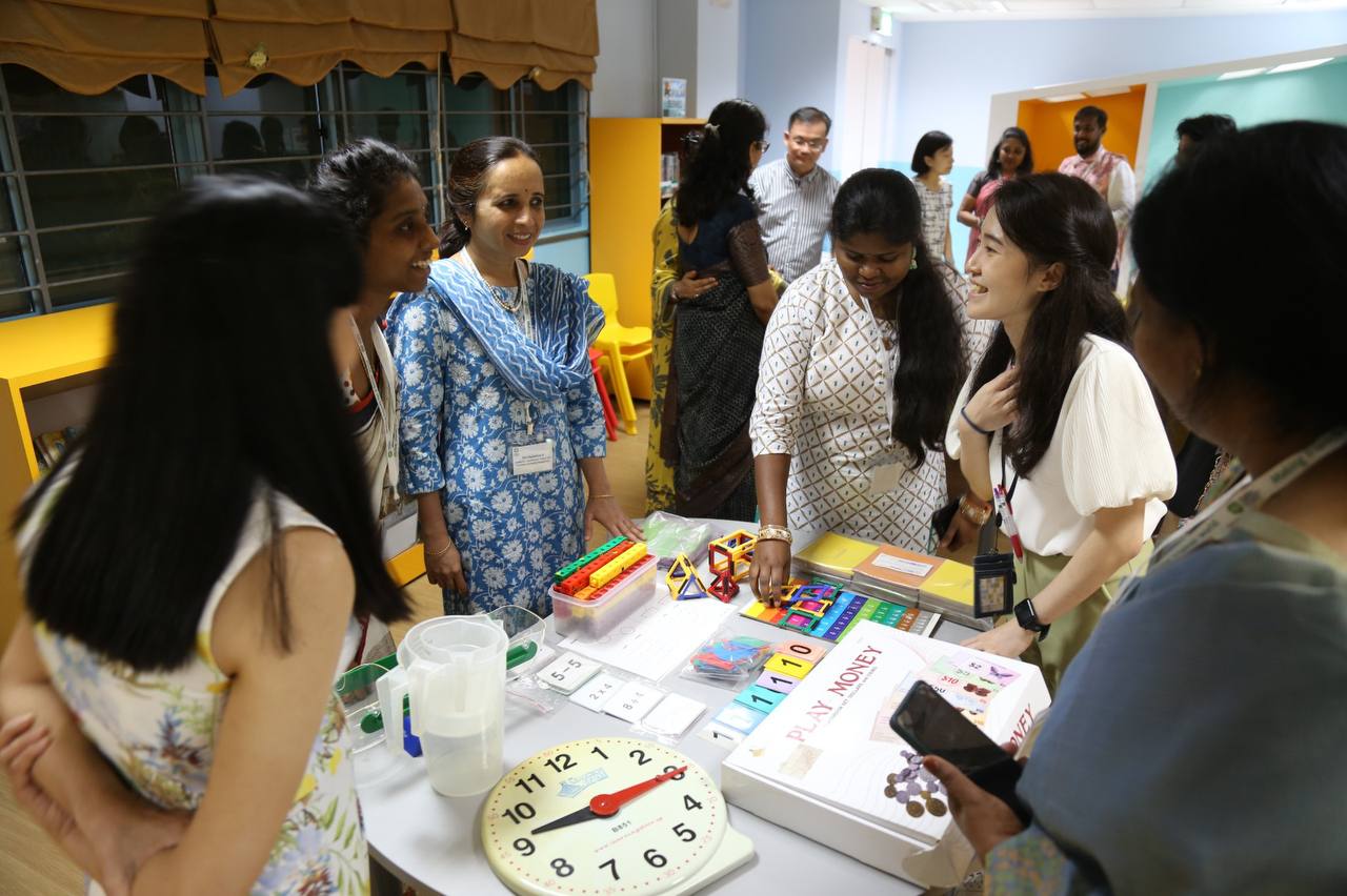 The Indian educators and teachers from Yew Tee Primary School exchanged ideas on teaching strategies, resources and various mathematics manipulatives1 used in the classrooms.