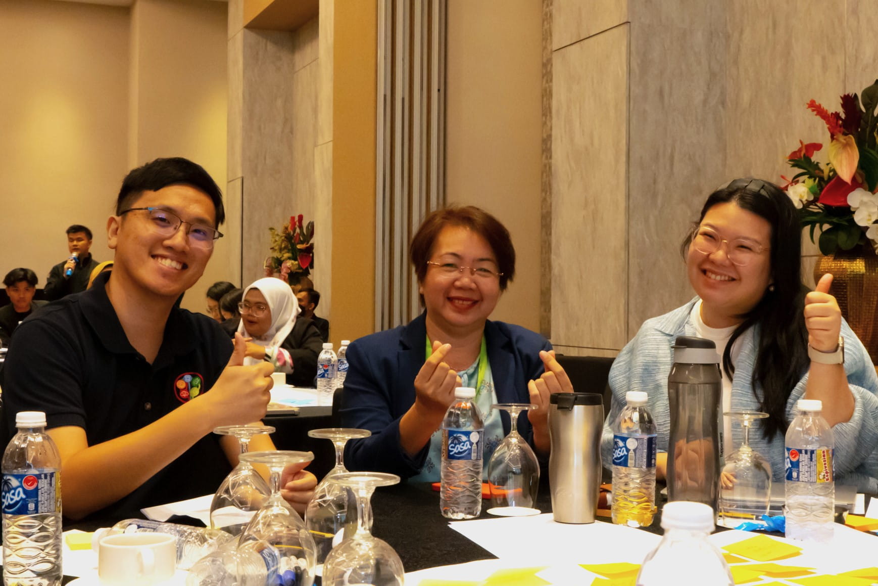 Ms Anne Antah, Director from Chanteek Borneo (centre), with her mentees Mr Willie Ng from Globah Cerah and Ms Nicole Lee from Borneo Threads at a business clinic session in Sabah.