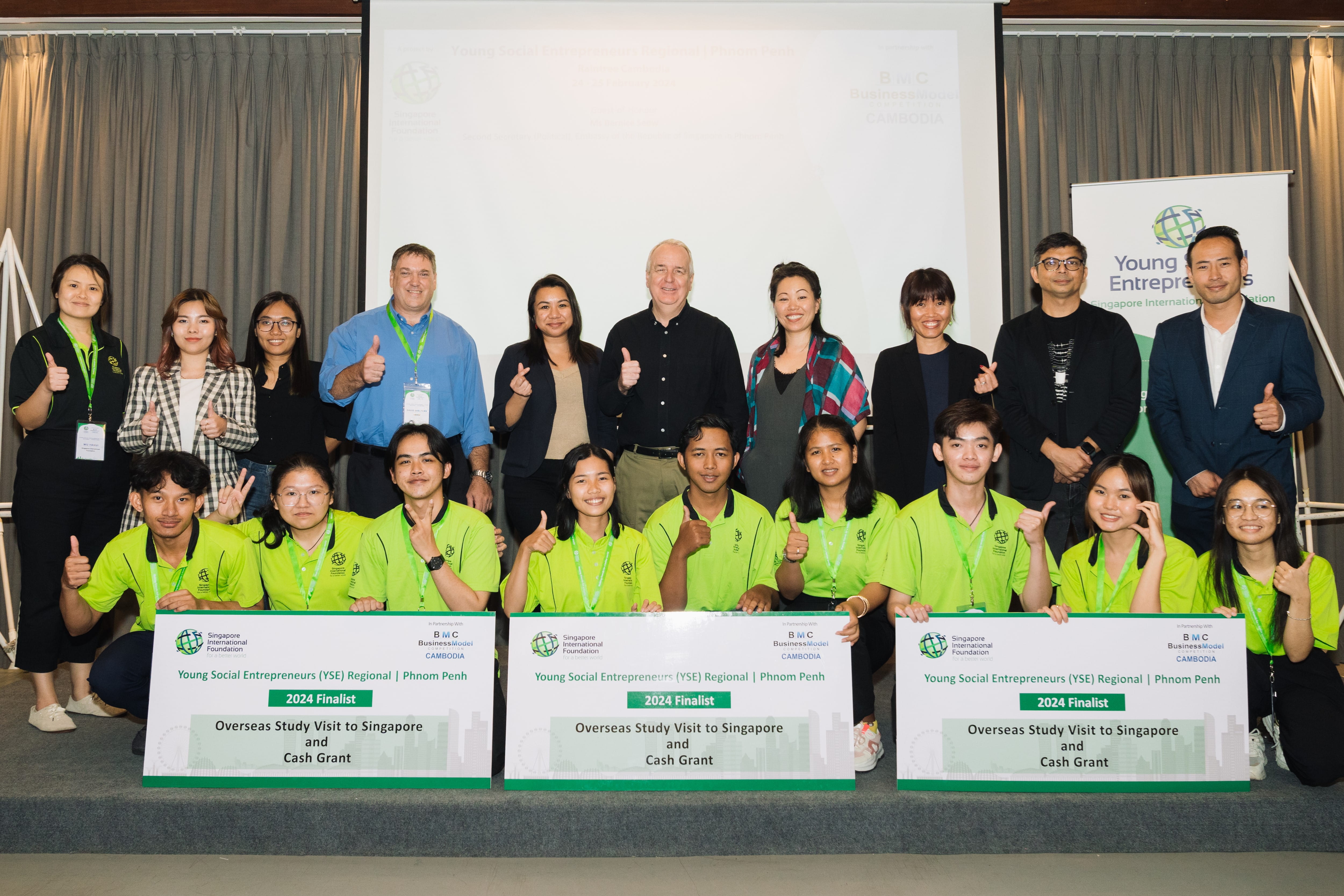 Winning teams from Phnom Penh with the judges.