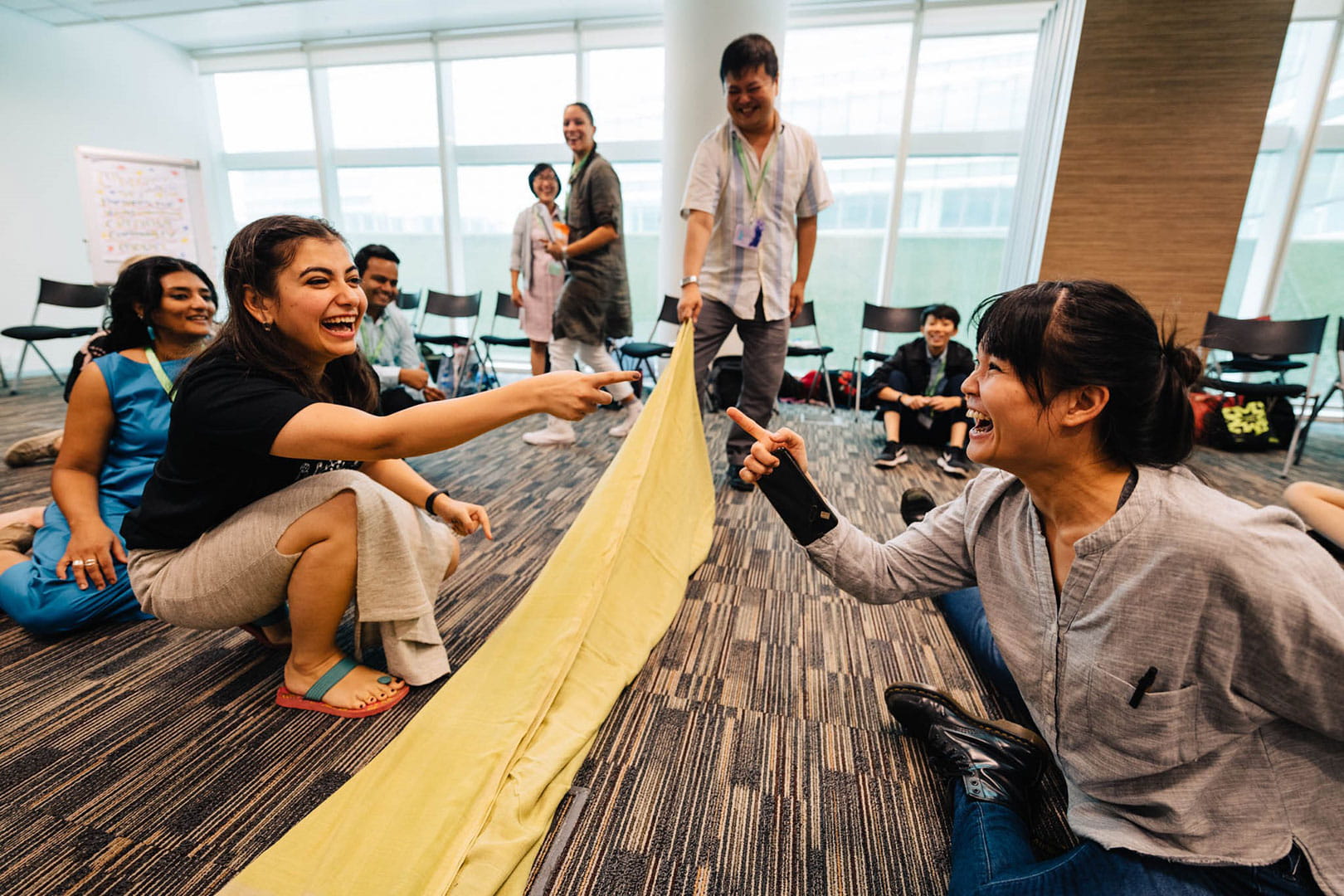 Fellows enjoying a hands-on session based on The Creative Empowerment Model developed by Partners for Youth Empowerment. Led by Stephanie Turner, a Fellow from the UK, the model creates empowering arts-based activities for young people to build their creativity, increase their confidence and foster social emotional learning.