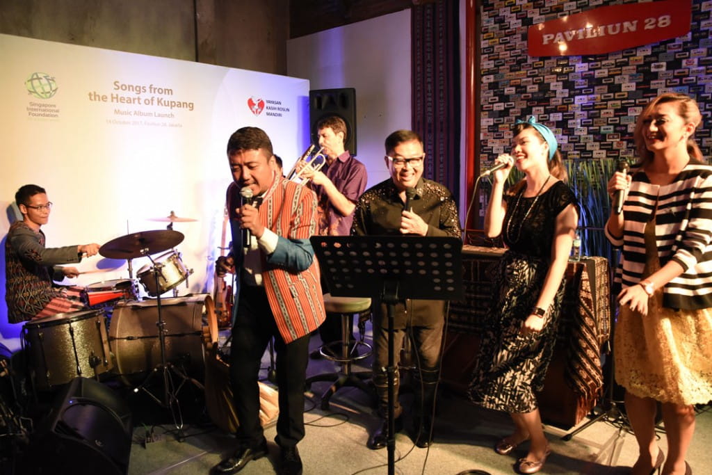Musicians from Indonesia and Singapore singing a song from ‘Songs from the Heart of Kupang’ music album which also features the voices of the residents from Roslin Orphanage.