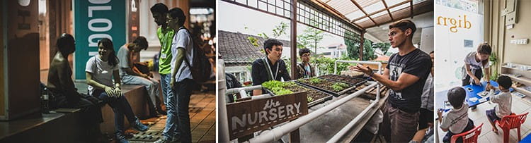 Participants gained insights into what it takes to truly impact lives from their interactions with social enterprises and NGOs representing various causes, and as well as with different communities. From left: Community Walk to gain insights into on the