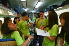 Having fun on the KTM Train bound for Kuala Lumpur from Singapore.