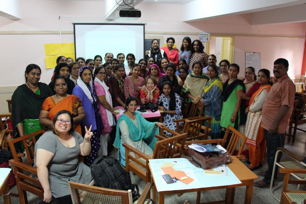 SIVs with the first batch of teacher trainees from government schools in Bangalore and Parikrma Humanity Foundation schools. The project builds capacity by equipping these teachers with skills to become Master Trainers, so they can, in turn, share knowledge with their peers and impact the education sector in Karnataka. Over 700 teachers would benefit from the Mathematics and Science Curriculum Enhancement Project.