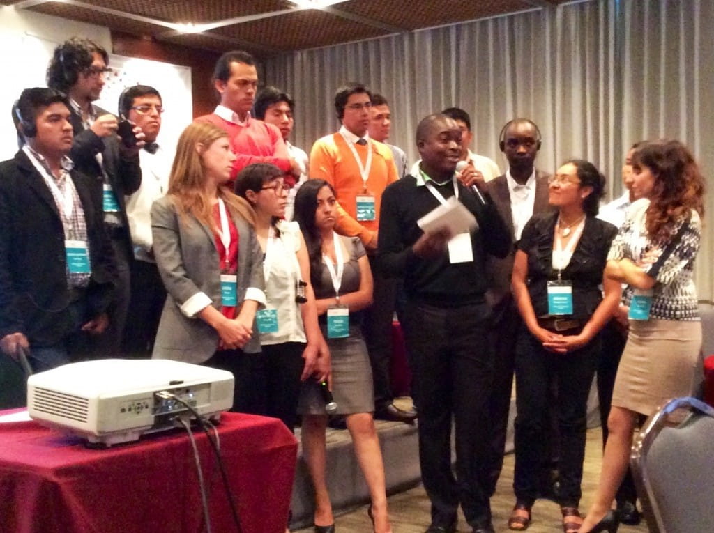 Youth delegates from Guatemala, Bolivia, Peru and Canada sharing about youth social innovation and entrepreneurship.
