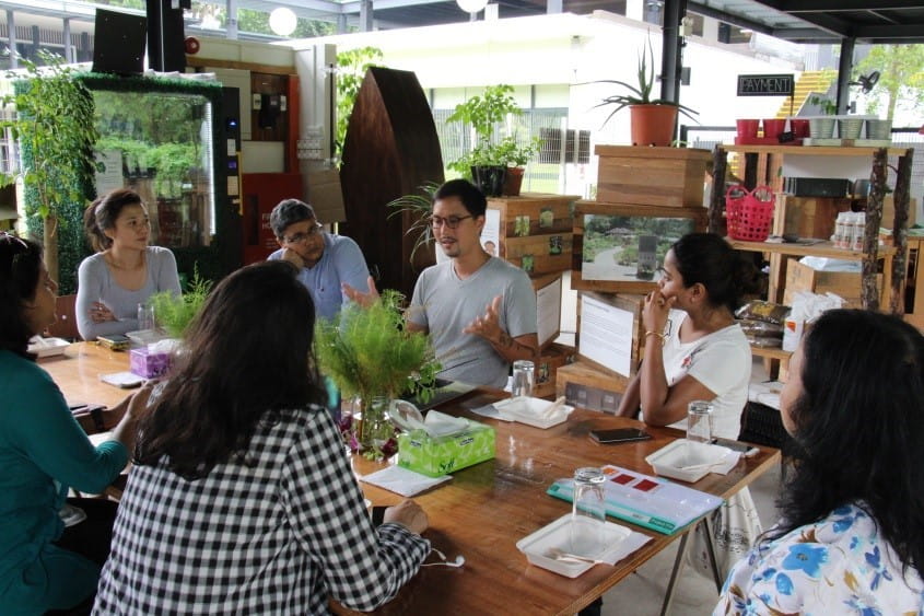 Stepping into Bjorn Low’s own edible garden. The journalists got to enjoy a farm-to-table lunch as they learnt about this sustainable urban greening movement in the city by Bjorn, an urban farmer in Singapore who champions the “Grow Your Own Food” movement in land-scarce Singapore.
