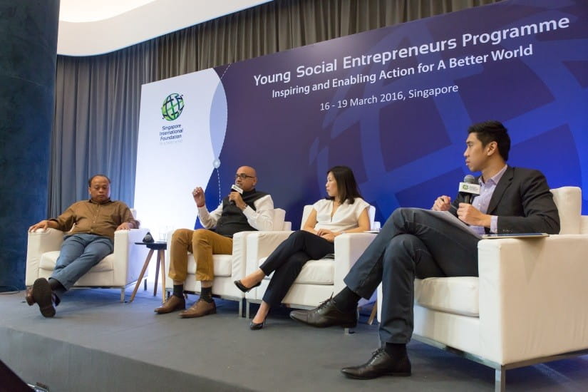 The insightful dialogue on 17 March featured (from left) Mr Alfie Othman, Executive Director of Singapore Centre for Social Enterprise (raiSE), Mr Vishnu Swaminathan, India Country Director of Ashoka and Ms Yap Mun Ching, Executive Director of AirAsia Foundation. It was moderated by YSE 2012 alumnus Mr Keith Tan, Co-Founder of Wonderlabs.