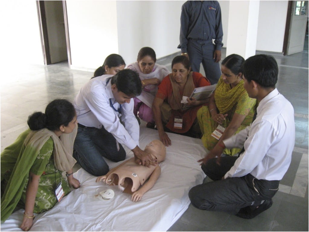 Khem Chanthorn leading a resuscitation training programme in India