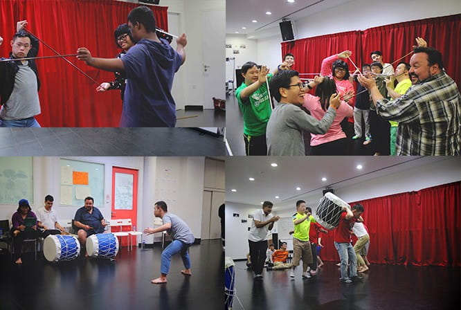 Along with a series of training workshops, Alirio Zavarce, Artistic Director of No Strings Attached Theatre of Disability, and R Chandran, Director of Very Special Theatrics Singapore worked with performers in co-creating material for their collaborative showcase “My Home is Not a Shell.”