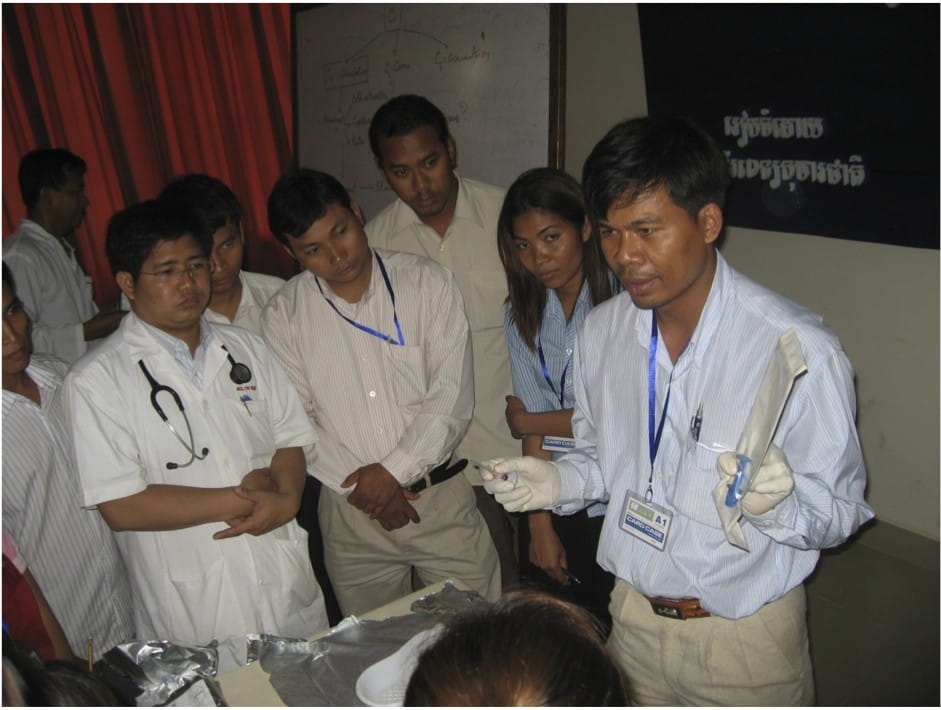 Khem Chanthorn facilitating a training session at the National Pediatric Hospital of Cambodia